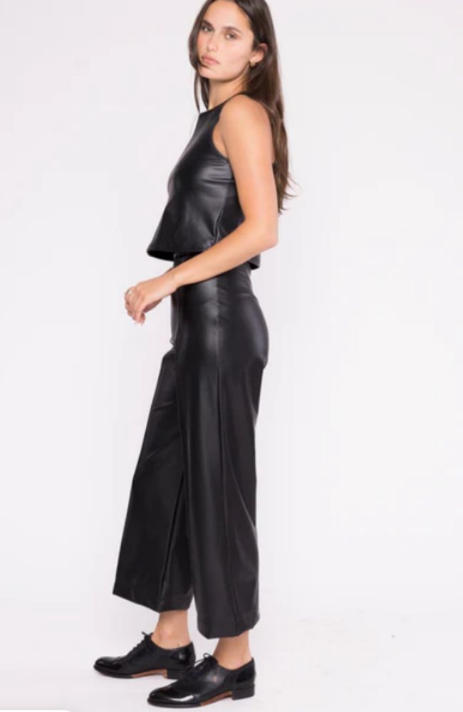 Vegan Leather Sraight Leg Pant Crop
