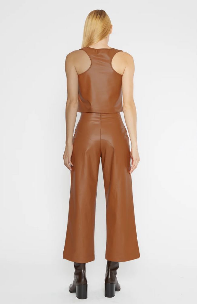 Vegan Leather Straight Leg Pant Cropped