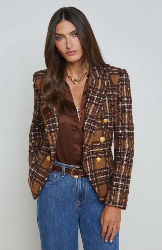 Plaid Kenzie Double Breasted Blazer
