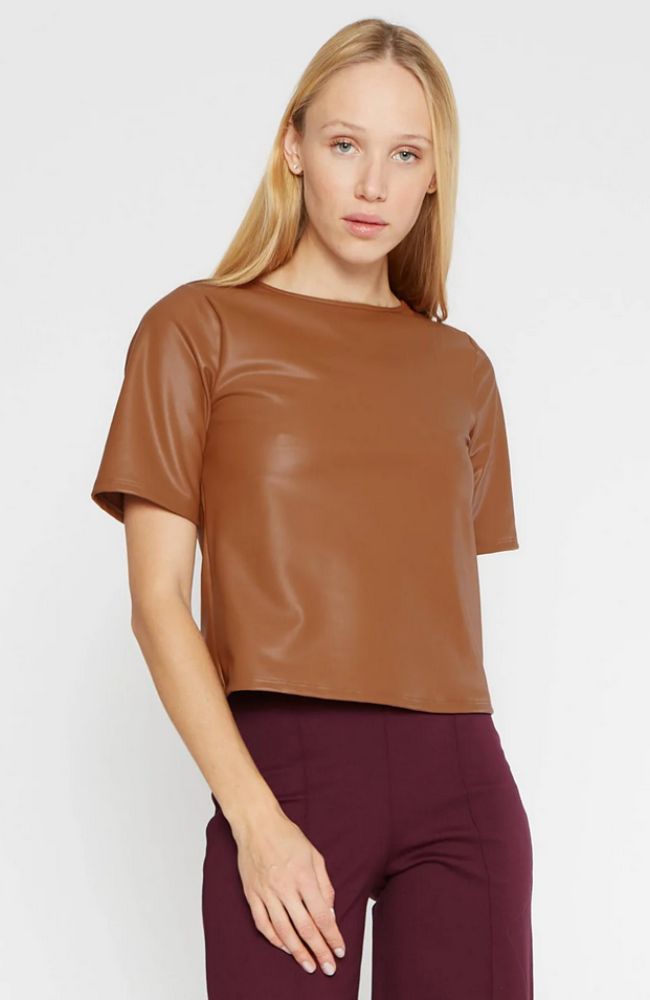 Vegan Leather Short Sleeve Top Extended