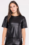 Vegan Leather Short Sleeve Top