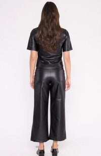 Vegan Leather Short Sleeve Top