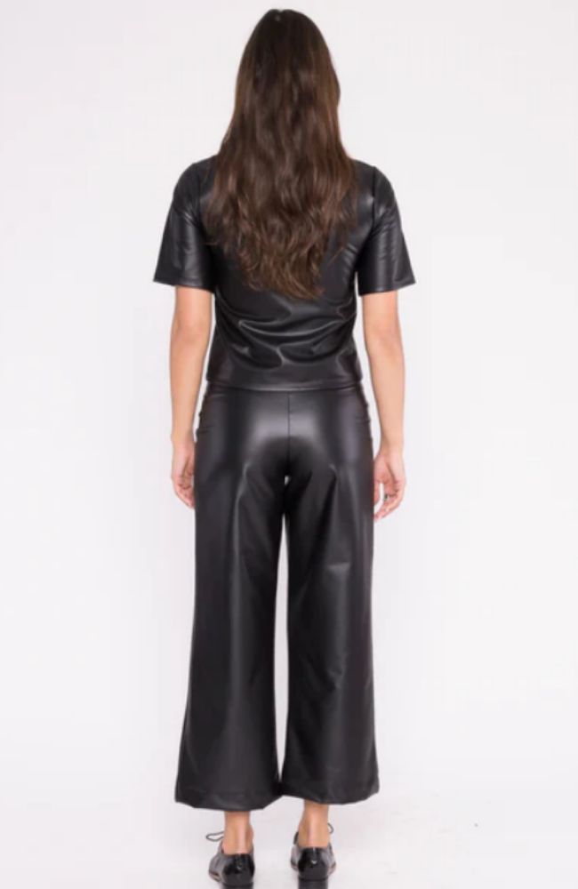 Vegan Leather Short Sleeve Top