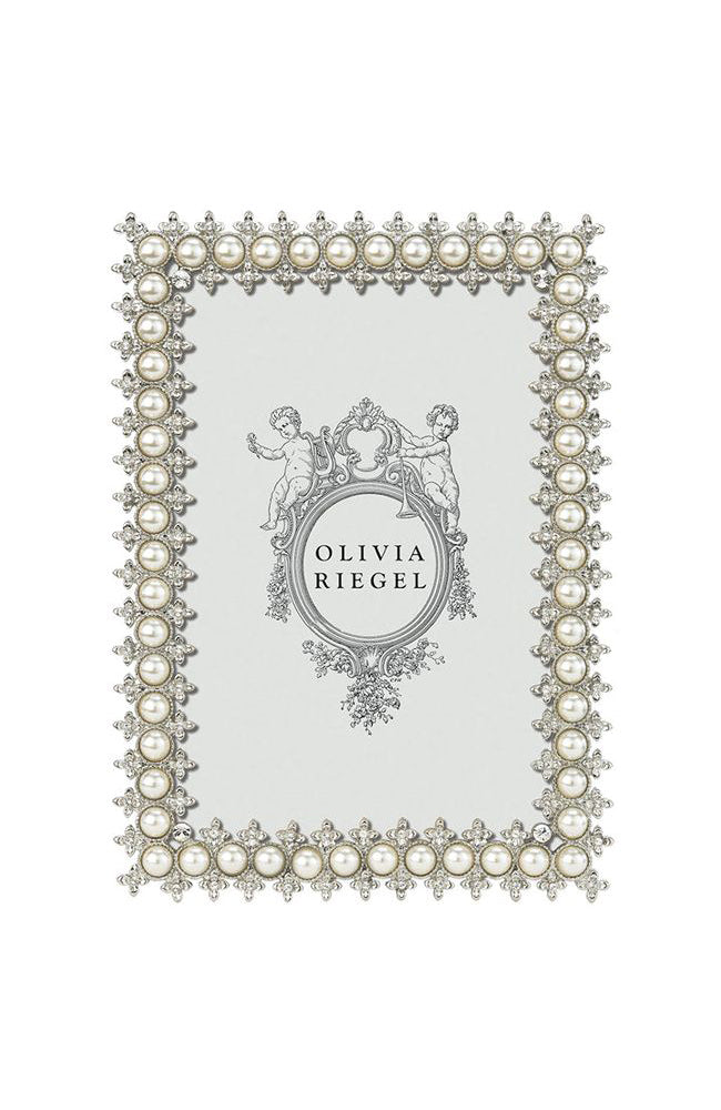 Silver Crystal & Pearl 4" x 6" Frame