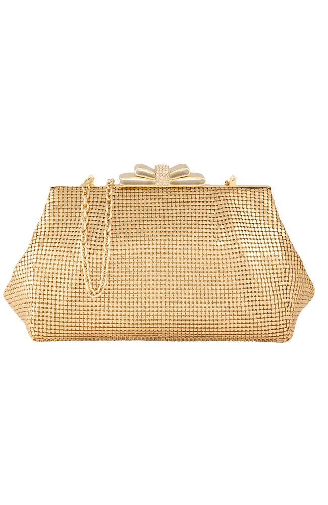 Blake Bow Clutch in Gold