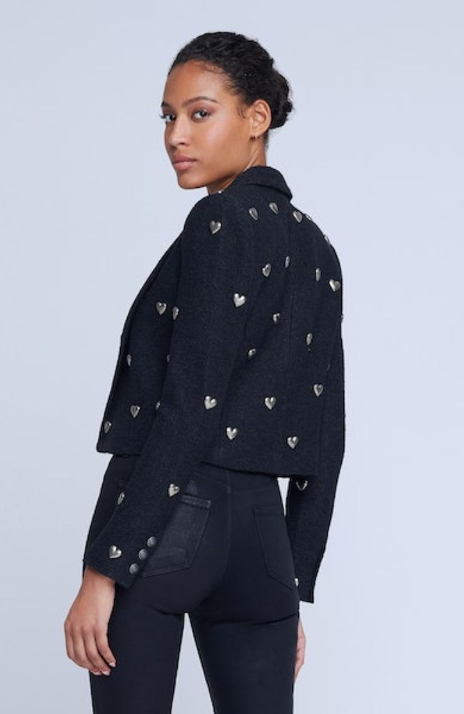 Jen Crop Blazer with Hearts