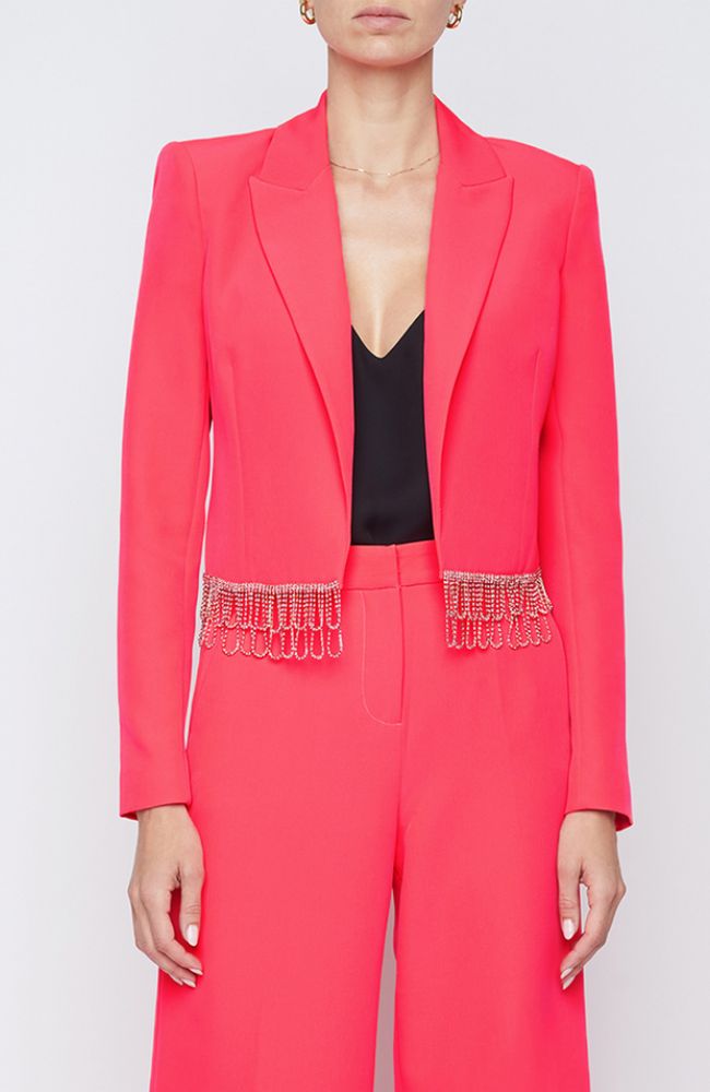 Jen Crystal Fringe Cropped Bla