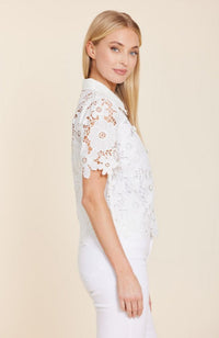 Covered Buttons Lace Top