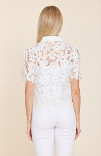 Covered Buttons Lace Top