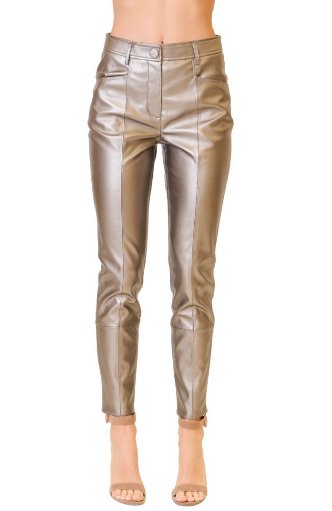 Rue Faux Leather Pants Silver