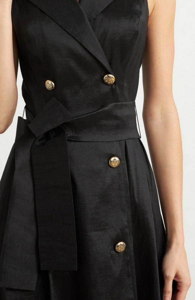 Button Tie High Low Dress