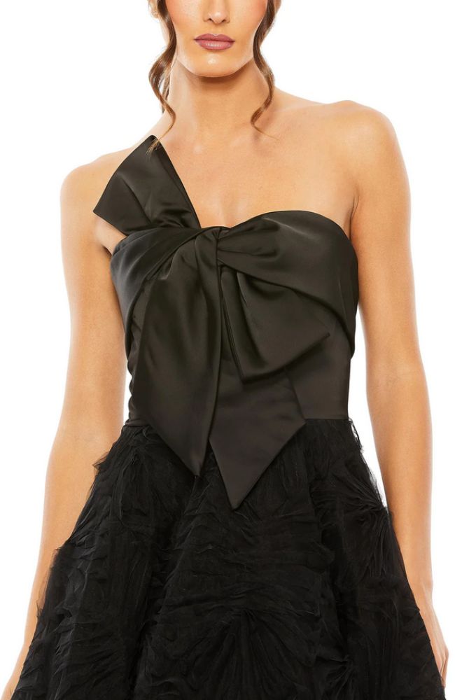 Bow Knot Front Tulle Gown