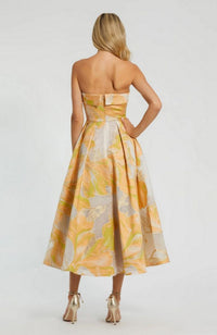 Brocade Midi Dress with Pockets