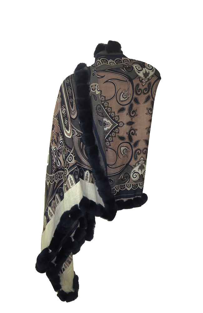 Paisley Print Wrap in Navy