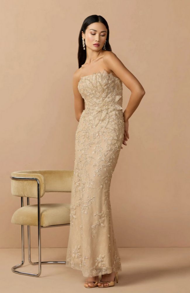 Beaded Mermaid Gown 3D Flowers