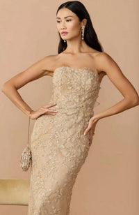 Beaded Mermaid Gown 3D Flowers