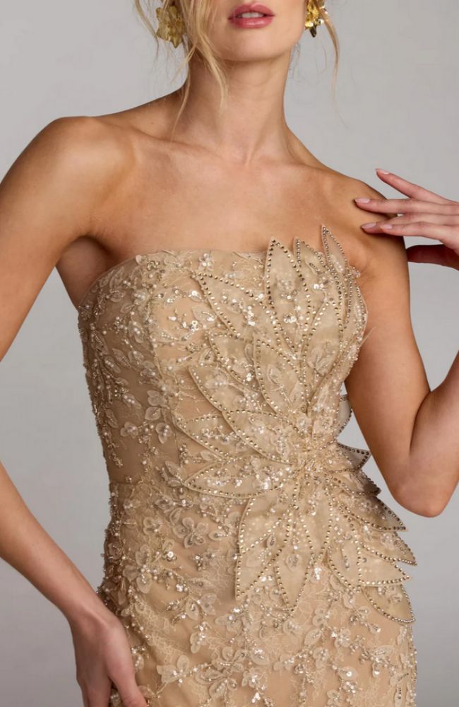 Beaded Mermaid Gown 3D Flowers