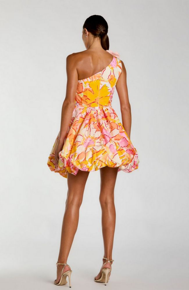 Bubble Hem Faille Mini Dress