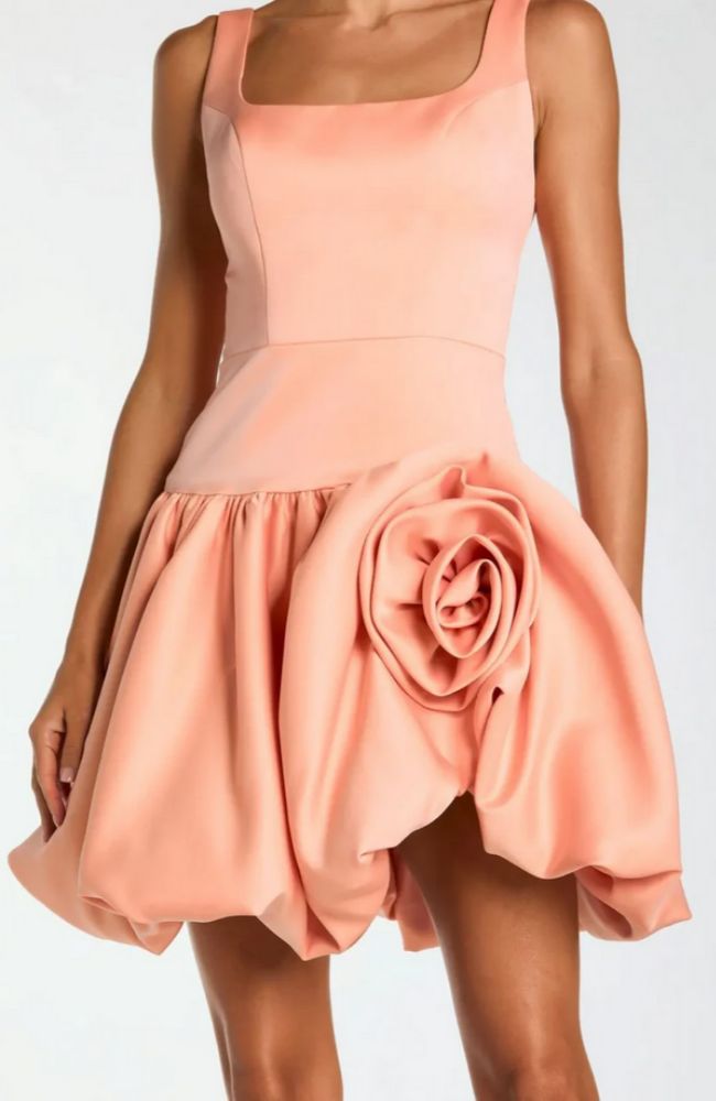 Flower Detail Hem Cocktail Dress