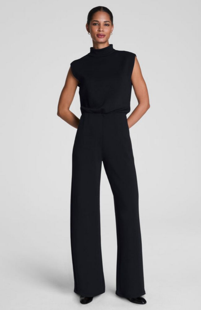 AE Open Back Cap Sleeve Mockneck Jumpsuit
