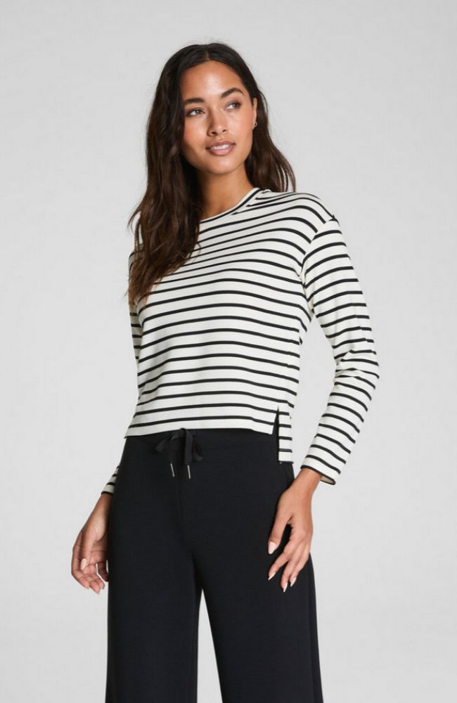 AE LS Side Slit Top Striped