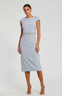 High Neck Cap Sleeve Midi Dress