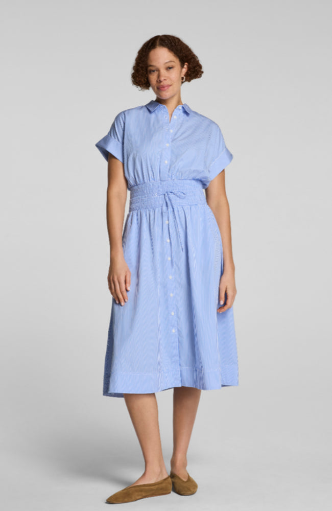 Poplin Smocked Midi Shirt Dress
