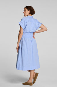Poplin Smocked Midi Shirt Dress