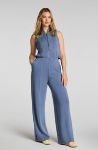 Shawl Collar Half Zip Jumpsuit