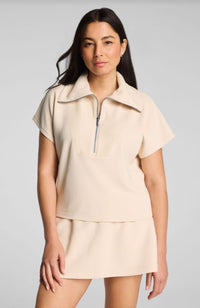 French Rib Short Sleeve Half Zip