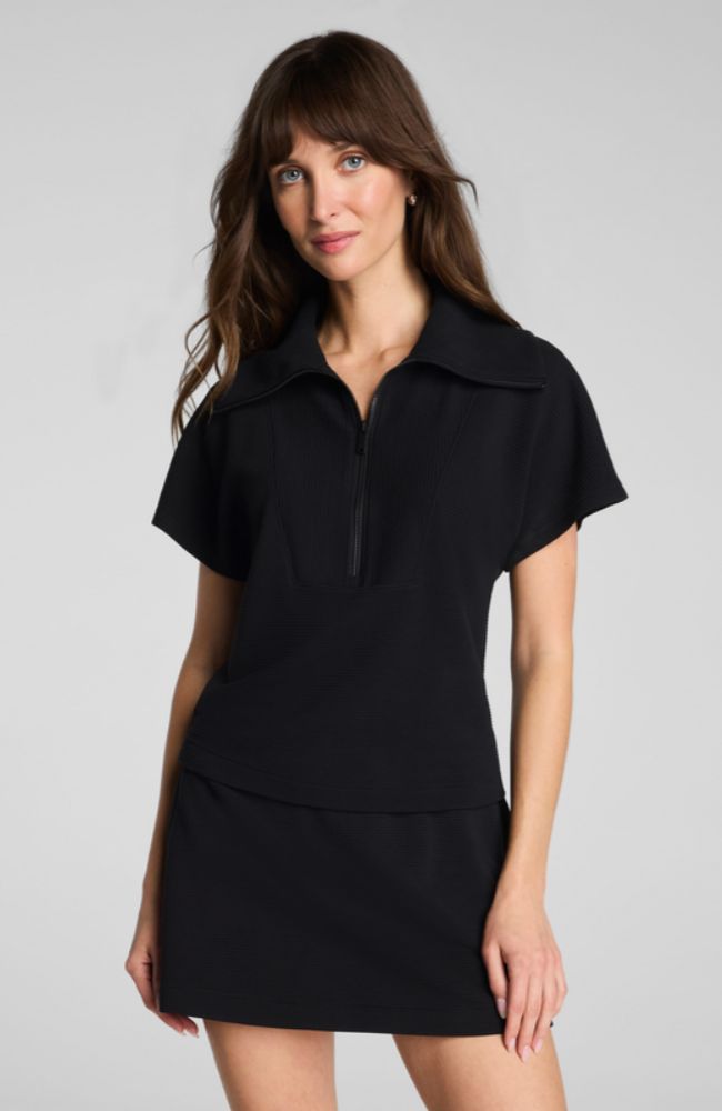 French Rib Short Sleeve Half Zip