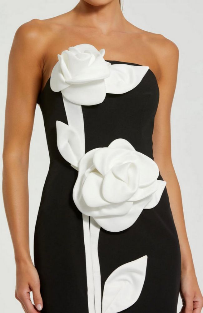 Ankle Dress 3D Satin Flowers