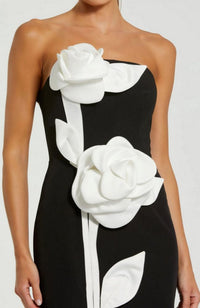 Ankle Dress 3D Satin Flowers