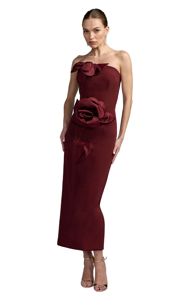 Strapless Crepe Ankle Dress