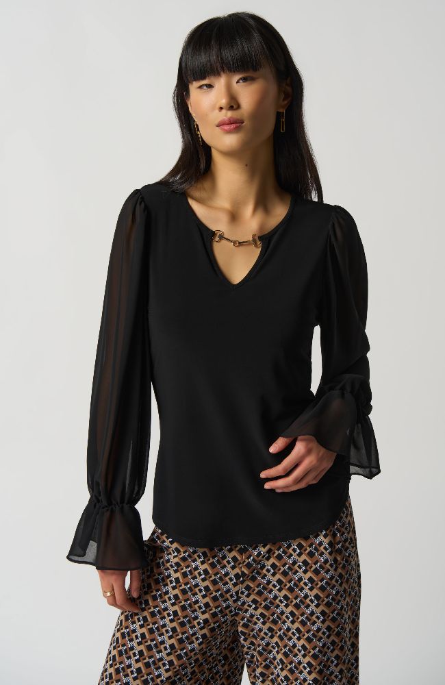 Ruffle Sleeve Top with Hardware