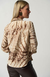 Animal Print Cowl Neck Blouse