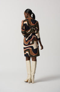 Abstract Print Belted Dress