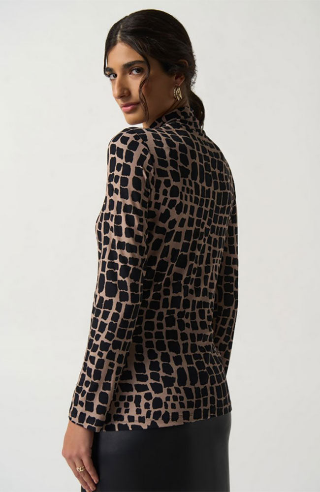 Mock Neck Animal Print Top