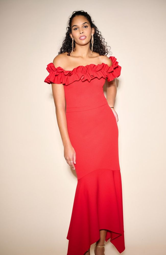 Off The Shoulder Ruffle Gown