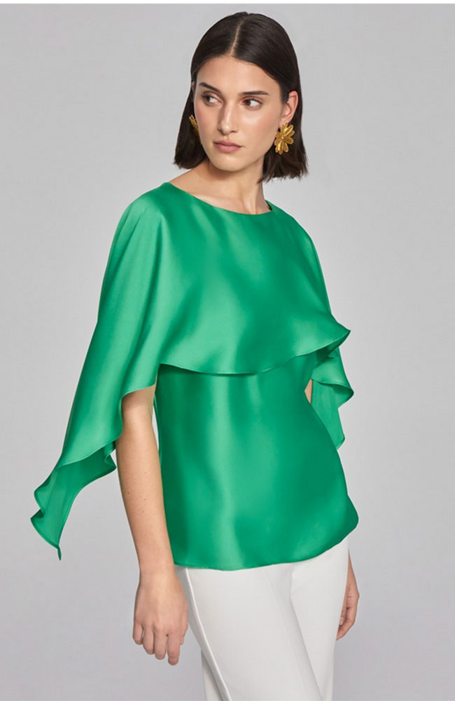 Satin Layered Top with Boat Neck