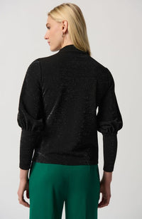 Lurex Knit Puff Sleeve Top