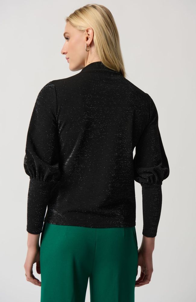 Lurex Knit Puff Sleeve Top