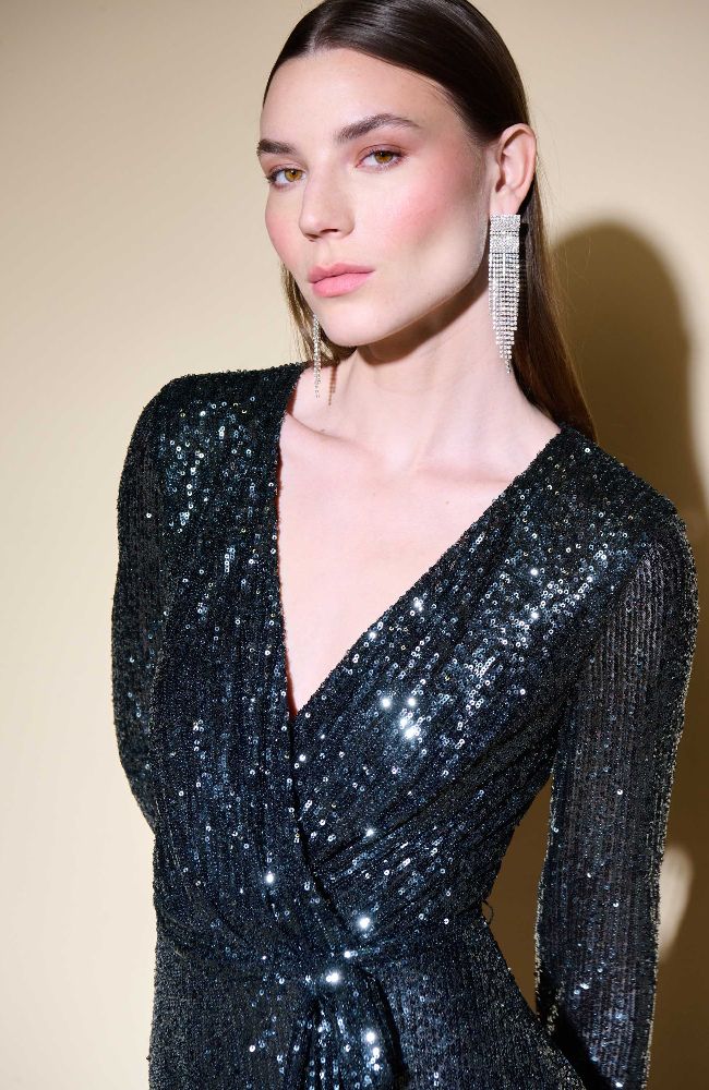 Sequin Jumpsuit in Gunmetal