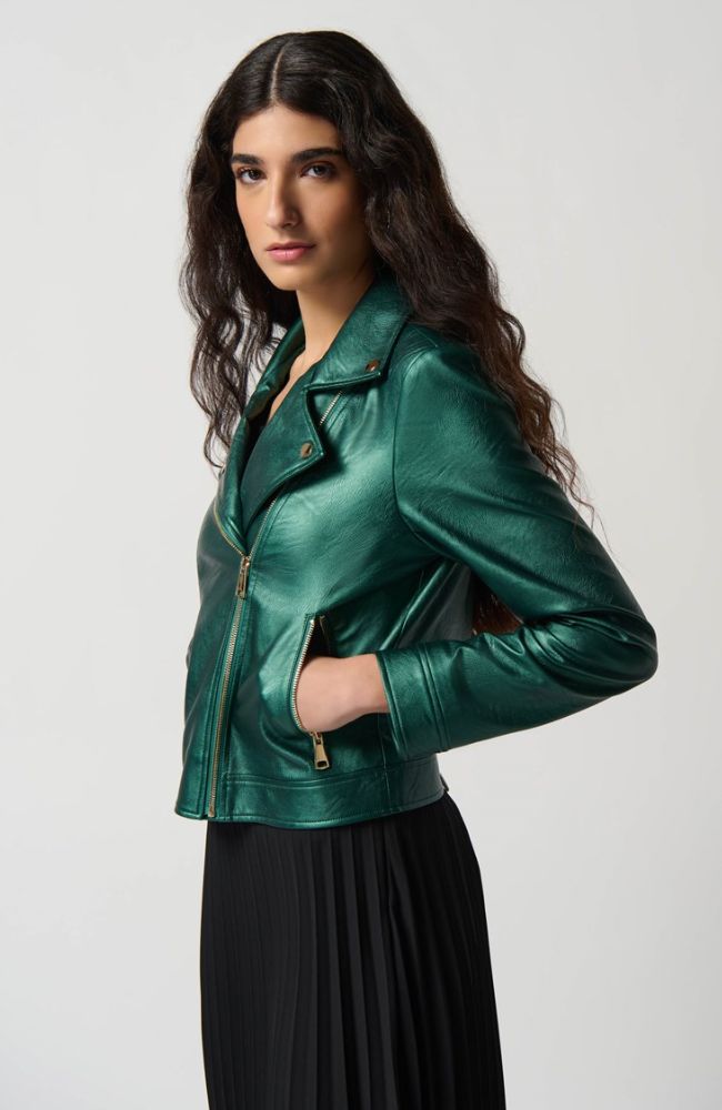 Metallic Faux Leather Jacket