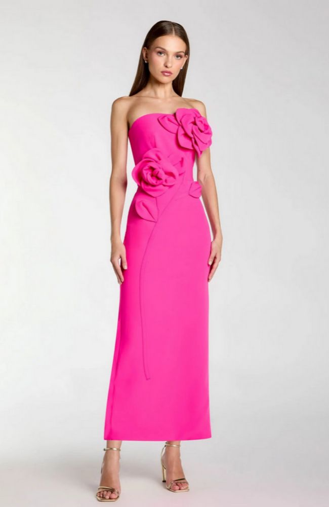 Midi Dress with 3D Flower