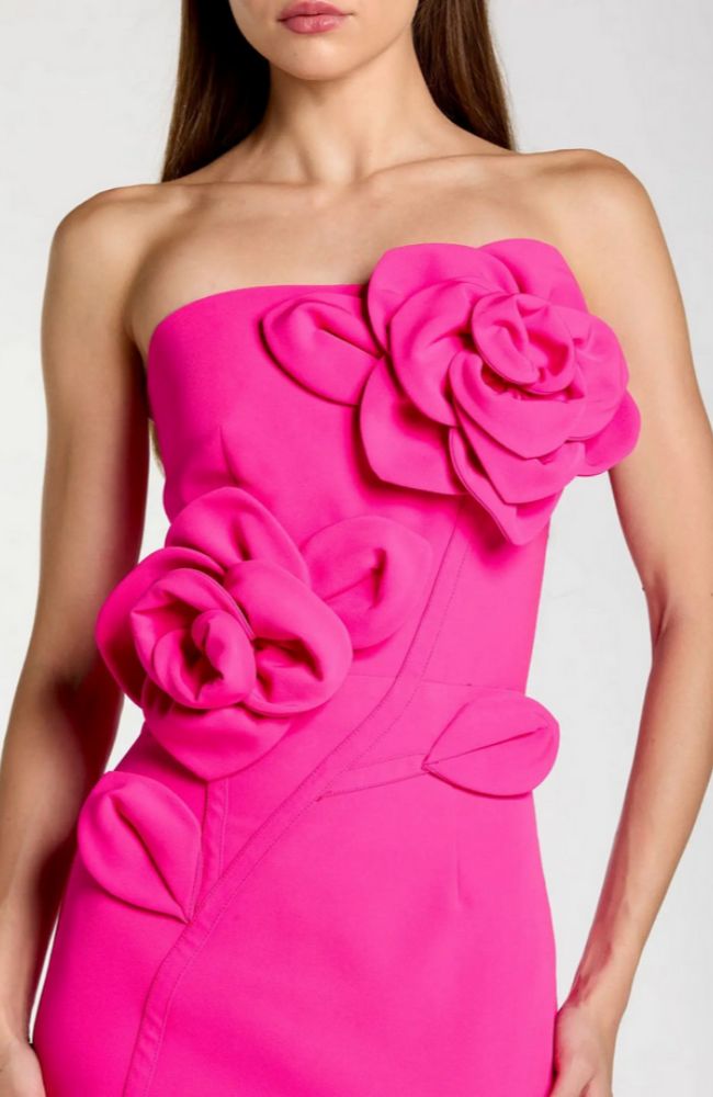 Midi Dress with 3D Flower