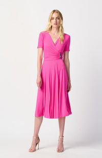 Silky Knit Pleated Wrap Dress
