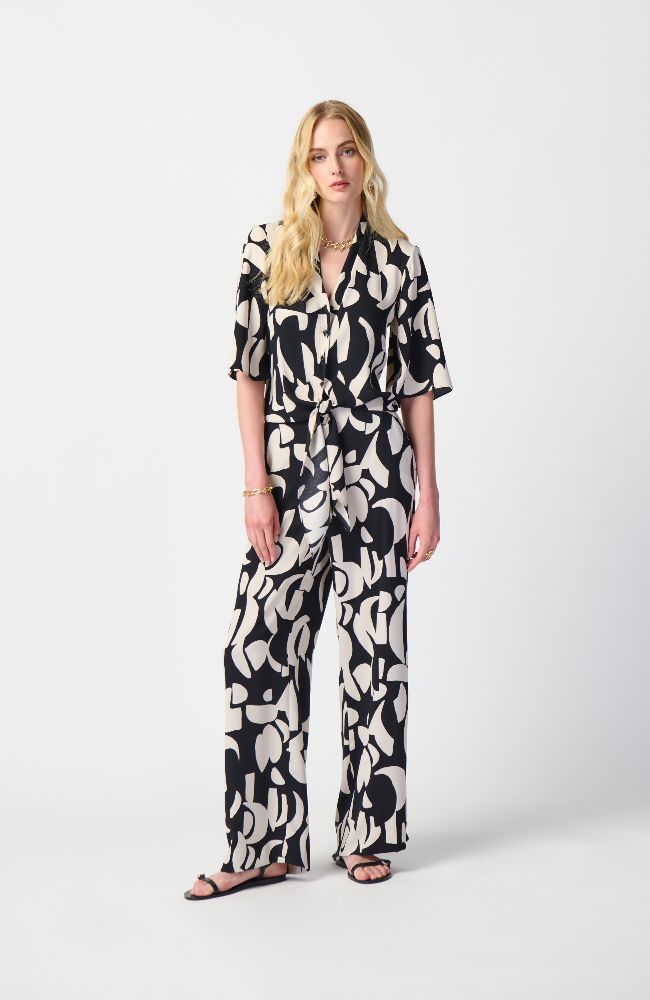 Abstract Print Wide Leg Pants