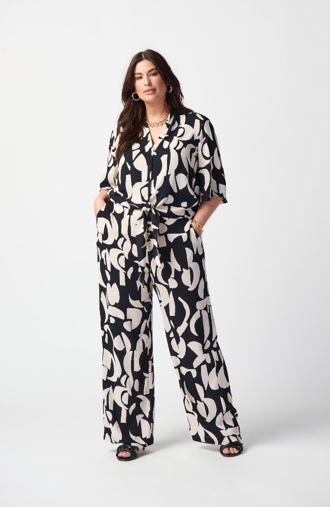 Abstract Print Wide Leg Pants
