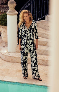 Abstract Print Wide Leg Pants